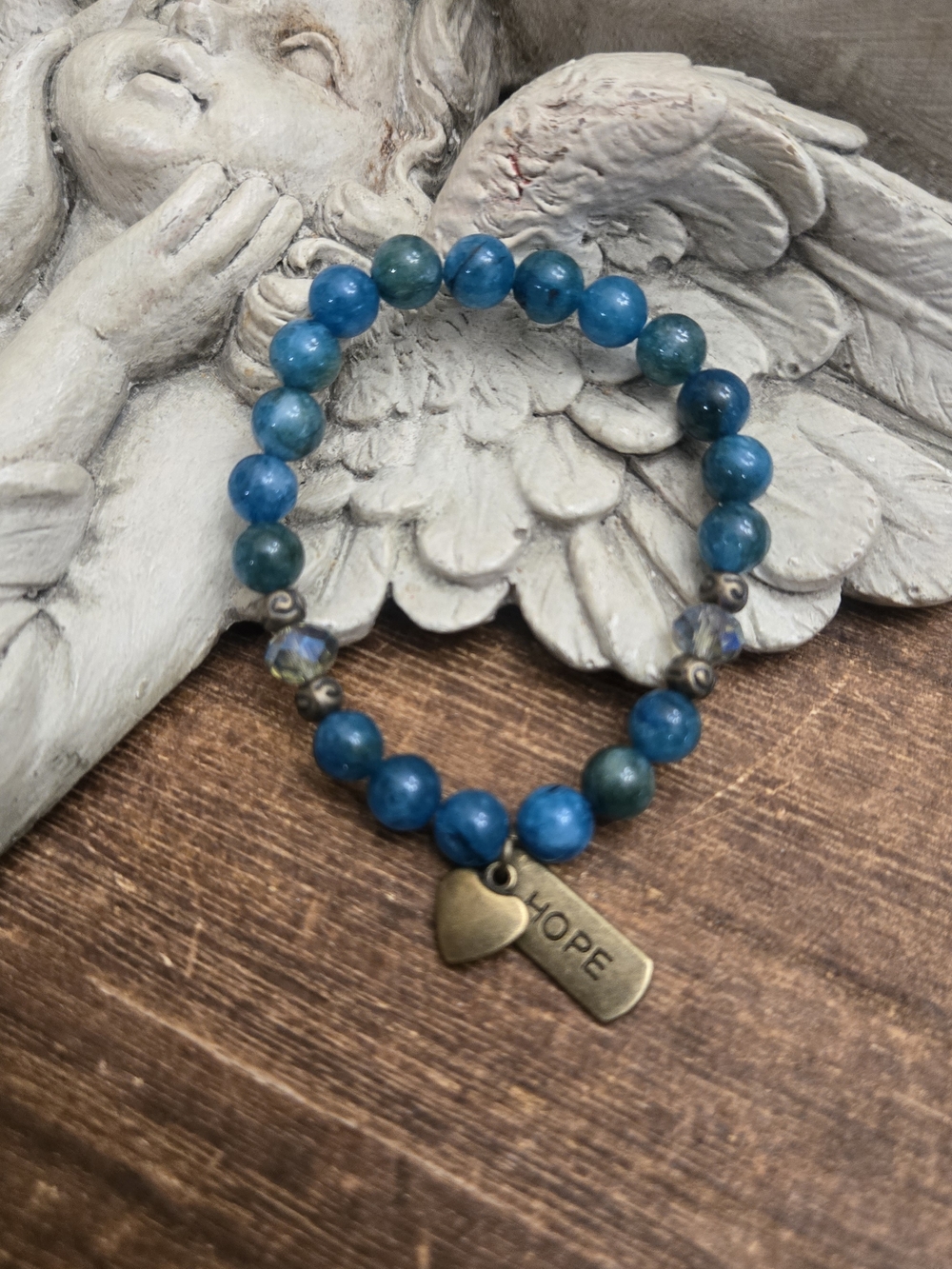 Blue Beaded Bracelet with 'HOPE' Charm